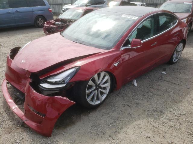 5YJ3E1EA6JF003591 - 2018 TESLA MODEL 3 RED photo 1