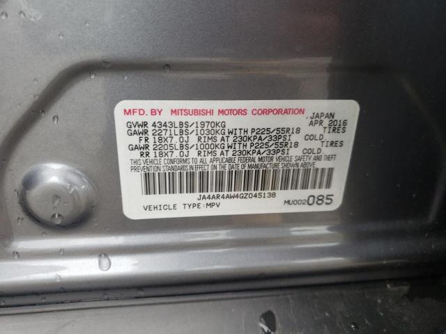 JA4AR4AW4GZ045138 - 2016 MITSUBISHI OUTLANDER SEL GRAY photo 13