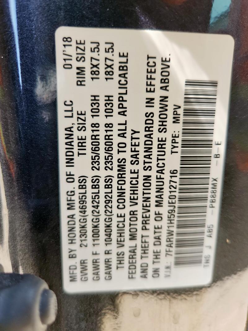 7FARW1H59JE012716 - 2018 HONDA CR-V EX CHARCOAL photo 14