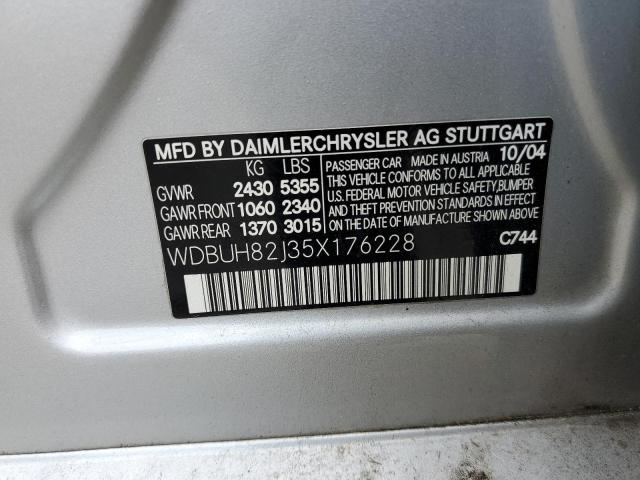 WDBUH82J35X176228 - 2005 MERCEDES-BENZ E 320 4MATIC SILVER photo 12