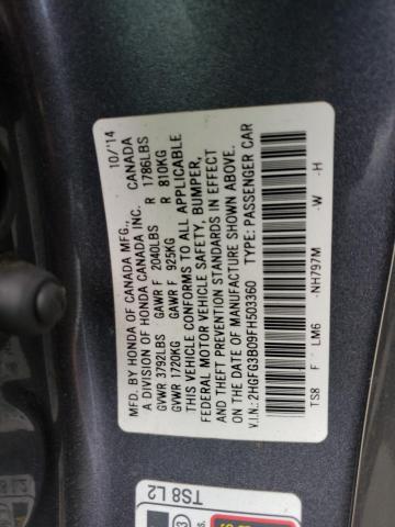 2HGFG3B09FH503360 - 2015 HONDA CIVIC EXL GRAY photo 13