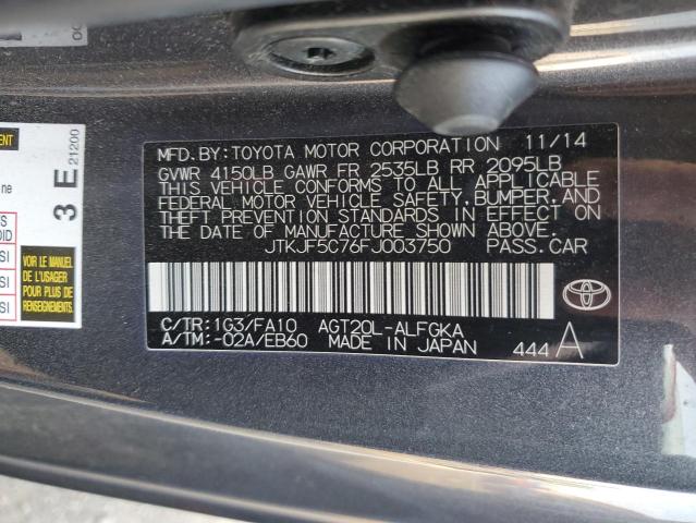 JTKJF5C76FJ003750 - 2015 TOYOTA SCION TC BLACK photo 12