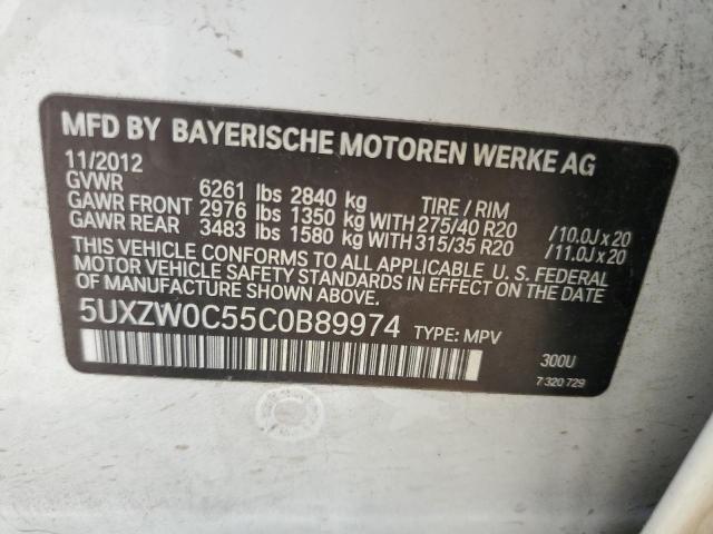 5UXZW0C55C0B89974 - 2012 BMW X5 XDRIVE35D WHITE photo 13