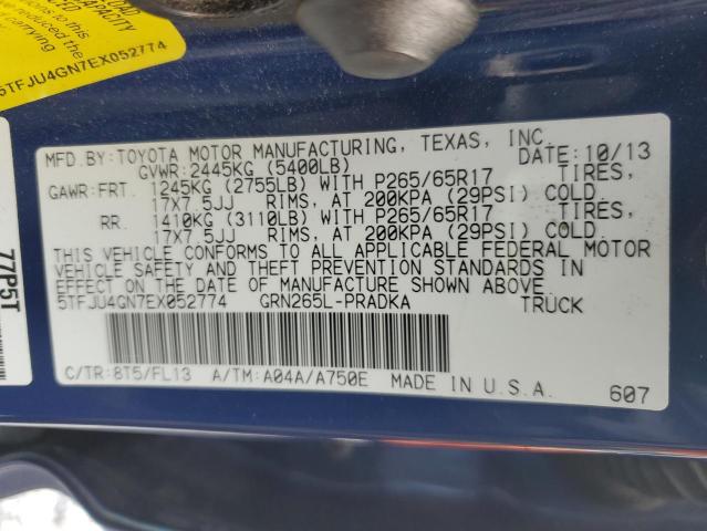5TFJU4GN7EX052774 - 2014 TOYOTA TACOMA DOUBLE CAB PRERUNNER BLUE photo 13