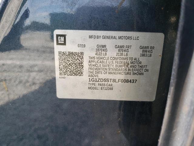 1G1ZD5ST8LF008437 - 2020 CHEVROLET MALIBU LT GRAY photo 12