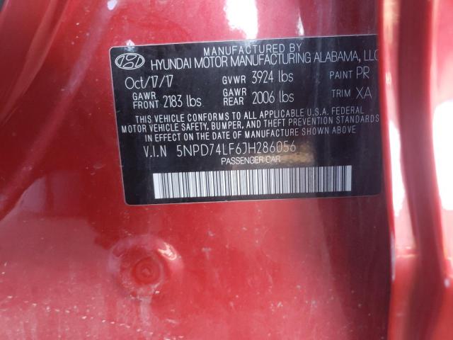 5NPD74LF6JH286056 - 2018 HYUNDAI ELANTRA SE RED photo 10