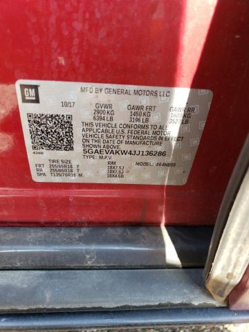 5GAEVAKW4JJ136286 - 2018 BUICK ENCLAVE ESSENCE 勃艮第红 照片 13