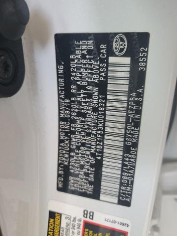 4T1BZ1FB3KU018321 - 2019 TOYOTA AVALON XLE Beyaz fotoğraf 12