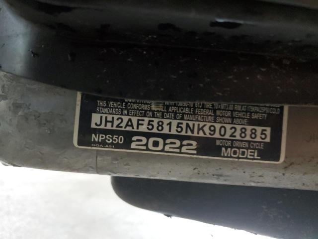 JH2AF5815NK902885 - 2022 HONDA NPS50 BLUE photo 10