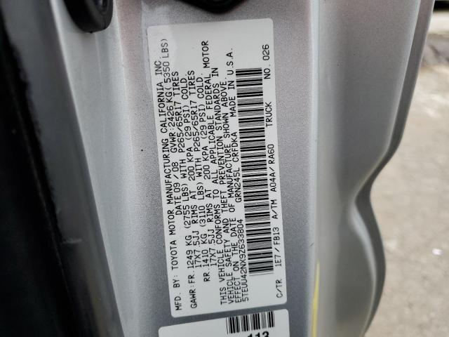 5TEUU42NX9Z633804 - 2009 TOYOTA TACOMA ACCESS CAB ვერცხლისფერი ფოტო 12