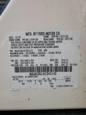 MAJ6S3GL4LC345143 - 2020 FORD ECOSPORT SE 白色 照片 14