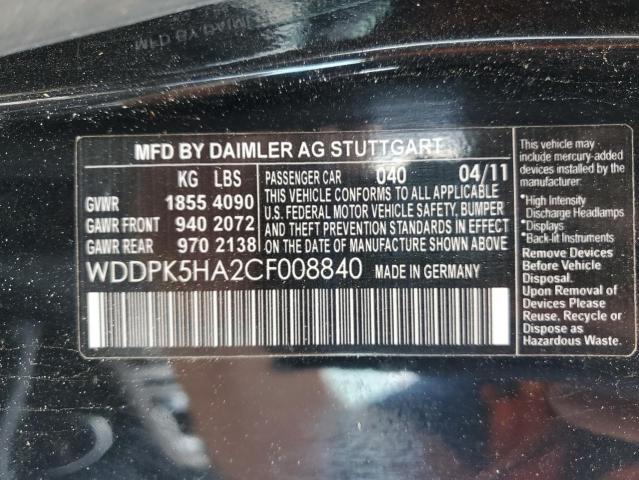 WDDPK5HA2CF008840 - 2012 MERCEDES-BENZ SLK 350 BLACK photo 12