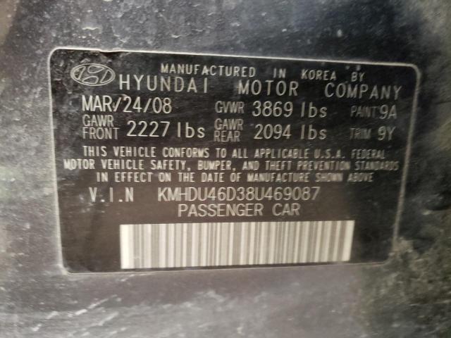 KMHDU46D38U469087 - 2008 HYUNDAI ELANTRA GLS GRAY photo 13