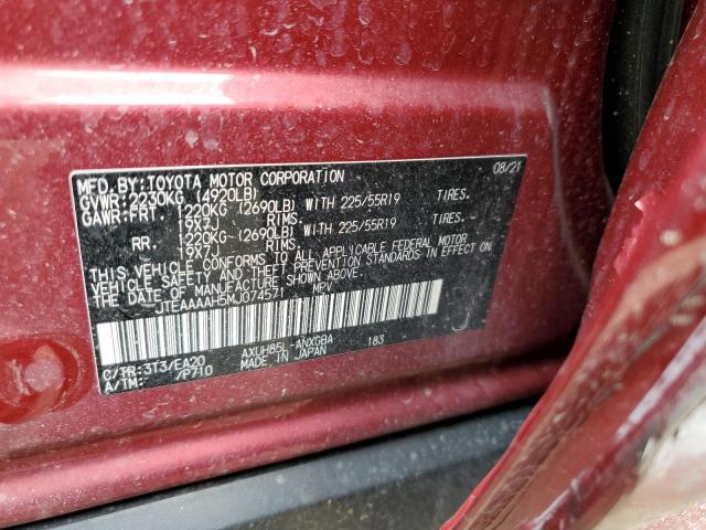 JTEAAAAH5MJ074571 - 2021 TOYOTA VENZA LE RED photo 13