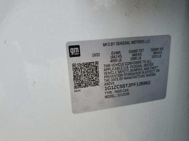 1G1ZC5ST2PF126962 - 2023 CHEVROLET MALIBU LS Білий фото 12