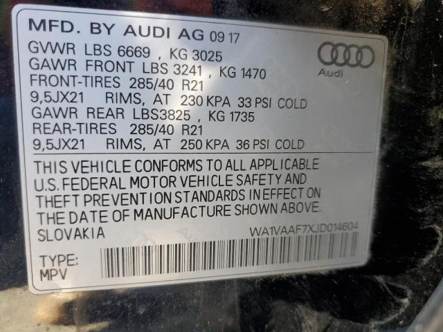 WA1VAAF7XJD014604 - 2018 AUDI Q7 PRESTIGE 黑色 照片 14