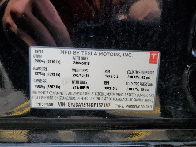 5YJSA1E14GF162187 - 2016 TESLA MODEL S 黑色 照片 12