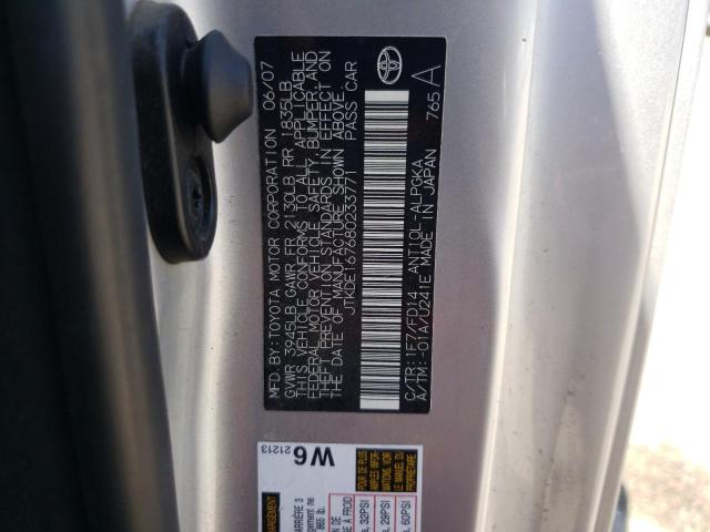 JTKDE167680233771 - 2008 TOYOTA SCION TC 银色 照片 12