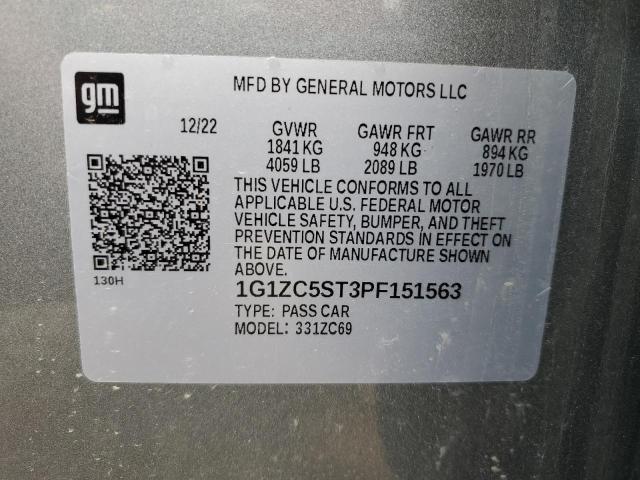 1G1ZC5ST3PF151563 - 2023 CHEVROLET MALIBU LS 灰色 照片 12