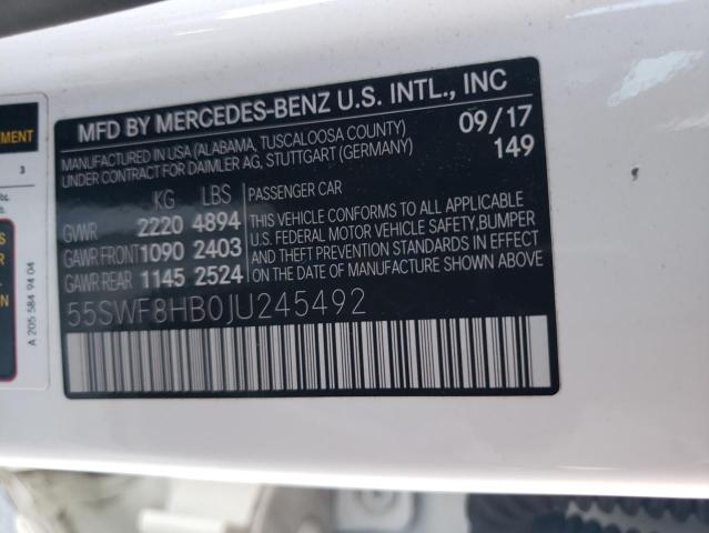 55SWF8HB0JU245492 - 2018 MERCEDES-BENZ C 63 AMG-S WHITE photo 13