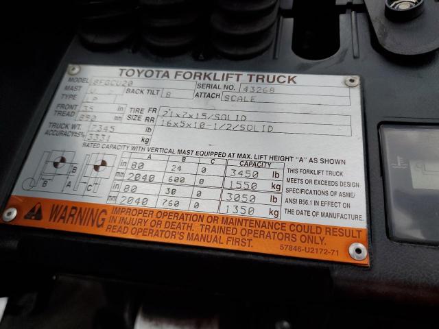 43268 - 2013 TOYOTA FORKLIFT ORANGE photo 10