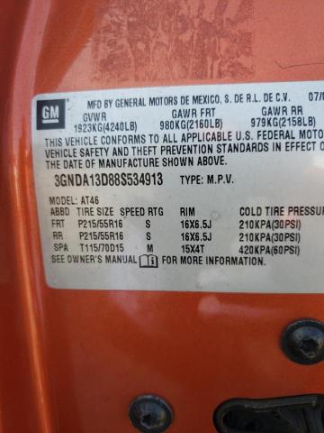 3GNDA13D88S534913 - 2008 CHEVROLET HHR LS 橙色 照片 10