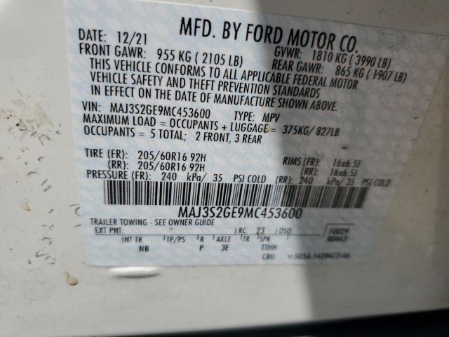 MAJ3S2GE9MC453600 - 2021 FORD ECOSPORT SE Ağ foto 12