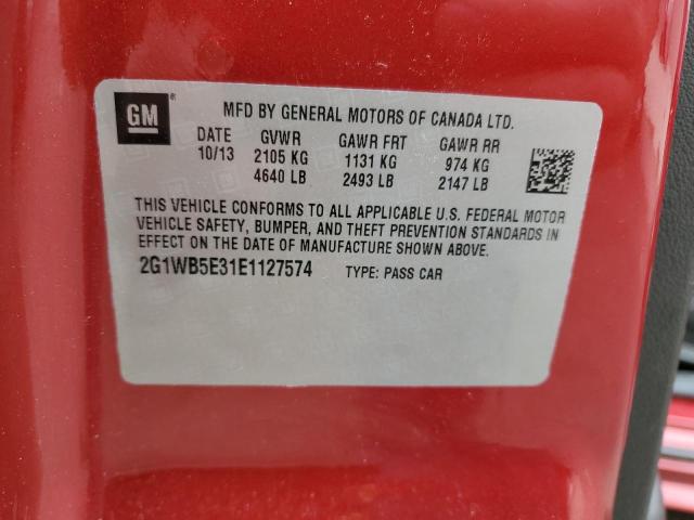 2G1WB5E31E1127574 - 2014 CHEVROLET IMPALA LIM LT RED photo 12