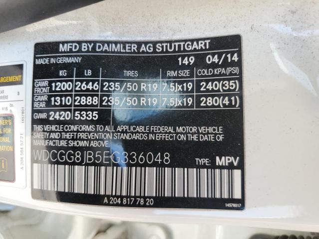 WDCGG8JB5EG336048 - 2014 MERCEDES-BENZ GLK 350 4MATIC WHITE photo 14