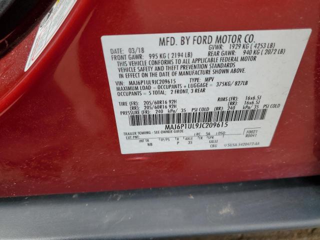 MAJ6P1UL9JC209615 - 2018 FORD ECOSPORT SE წითელი ფოტო 13