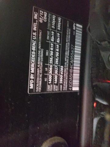 4JGDA5HB4CA055627 - 2012 MERCEDES-BENZ ML 350 4MATIC BLACK photo 12