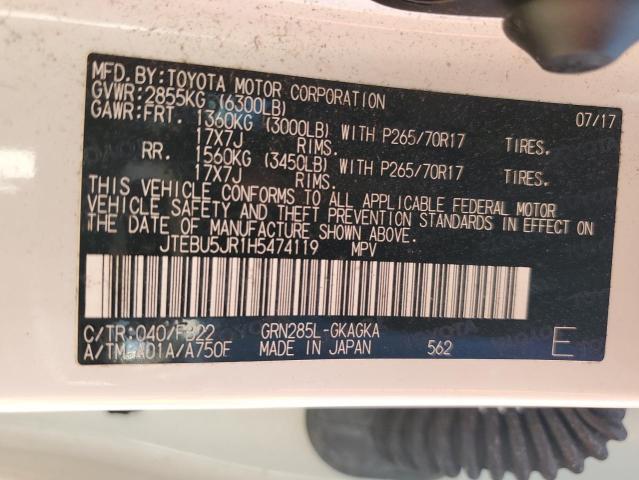JTEBU5JR1H5474119 - 2017 TOYOTA 4RUNNER SR5/SR5 PREMIUM 白色 照片 13