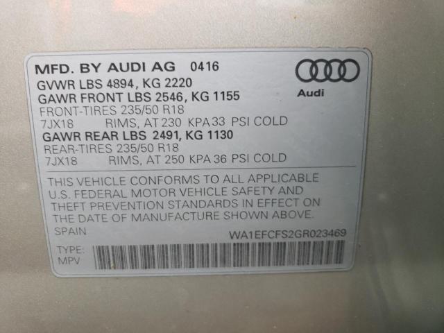 WA1EFCFS2GR023469 - 2016 AUDI Q3 PREMIUM PLUS TAN photo 13