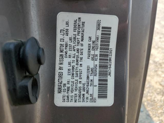 JNKCV64E28M122921 - 2008 INFINITI G37 BASE GRAY photo 12