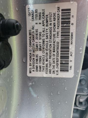 2HGFB2F55DH590332 - 2013 HONDA CIVIC LX SILVER photo 12