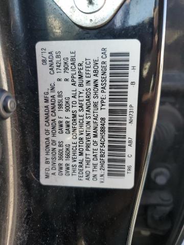 2HGFB2F54CH588408 - 2012 HONDA CIVIC LX BLACK photo 13