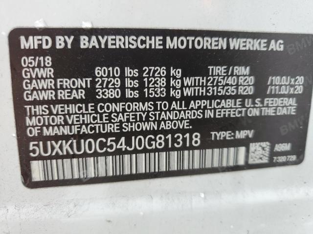 5UXKU0C54J0G81318 - 2018 BMW X6 SDRIVE35I WHITE photo 13