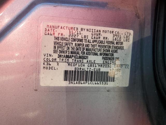 3N1AB6AP1CL665531 - 2012 NISSAN SENTRA 2.0 SILVER photo 12