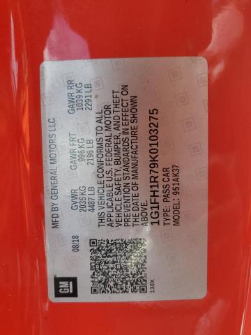 1G1FH1R79K0103275 - 2019 CHEVROLET CAMARO SS RED photo 12