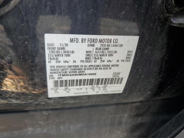 1FM5K8AB0MGA19090 - 2021 FORD EXPLORER POLICE INTERCEPTOR 黑色 照片 13