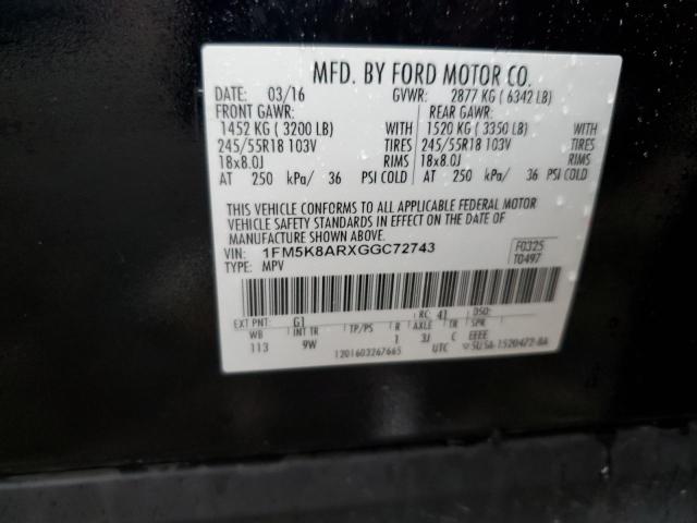 1FM5K8ARXGGC72743 - 2016 FORD EXPLORER POLICE INTERCEPTOR 黑色 照片 13