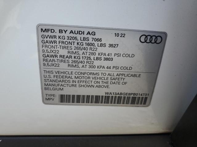 WA13ABGE8PB014731 - 2023 AUDI E-TRON SPORTBACK PRESTIGE WHITE photo 13