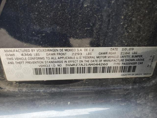 3VWRZ7AJ1AM044260 - 2010 VOLKSWAGEN JETTA SE BLUE photo 12