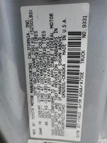 5TETU62N76Z170345 - 2006 TOYOTA TACOMA PRERUNNER ACCESS CAB SILVER photo 12