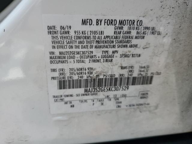 MAJ3S2GE5KC307529 - 2019 FORD ECOSPORT SE 白色 照片 13