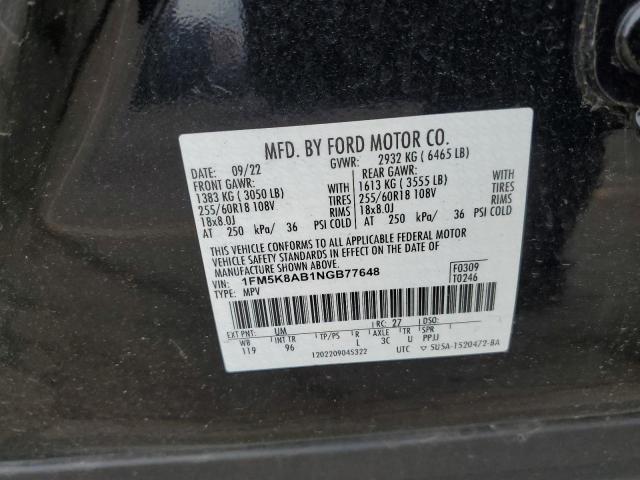 1FM5K8AB1NGB77648 - 2022 FORD EXPLORER POLICE INTERCEPTOR 黑色 照片 13