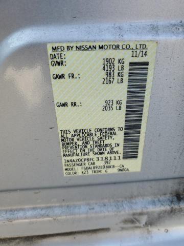 1N4AZ0CP8FC318111 - 2015 NISSAN LEAF S SILVER photo 12