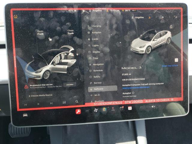 5YJ3E1EA2NF374222 - 2022 TESLA MODEL 3 Ağ foto 9