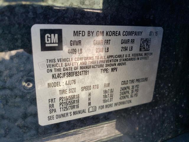 KL4CJFSB0FB247781 - 2015 BUICK ENCORE CONVENIENCE 黑色 照片 12