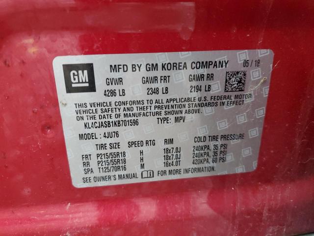 KL4CJASB1KB701596 - 2019 BUICK ENCORE PREFERRED Rot Foto 12